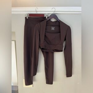 Sisterly Tribe Chocolate Brown Sports Bra and Leggings Set